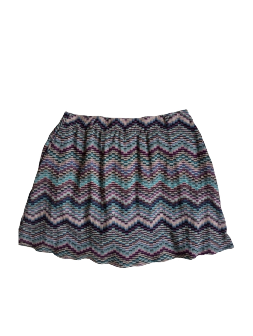 Skater Skirt Large Zig Zag Print Multicolor w Pockets